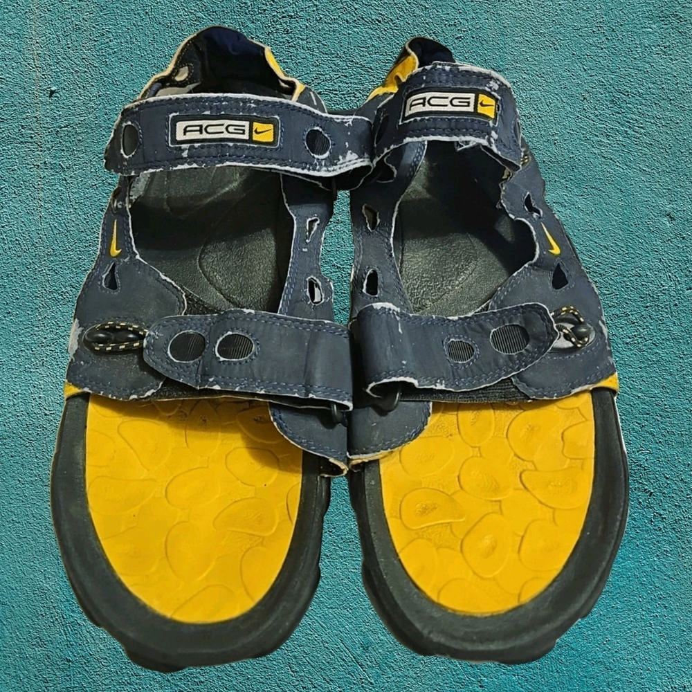 Rare Vintage Nike Air ACG Sandals US Size 15 961012 FC Blue & Yellow Adjustable